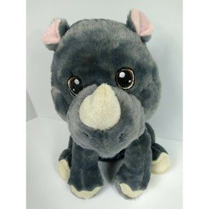 GREY RHINO 11" Natural Color Jungle Animal Soft Eyes Plush Kellytoy Original Toy